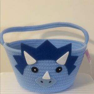 Spritz Light Blue Kids Dino Basket with Dark Blue & White Felt Details